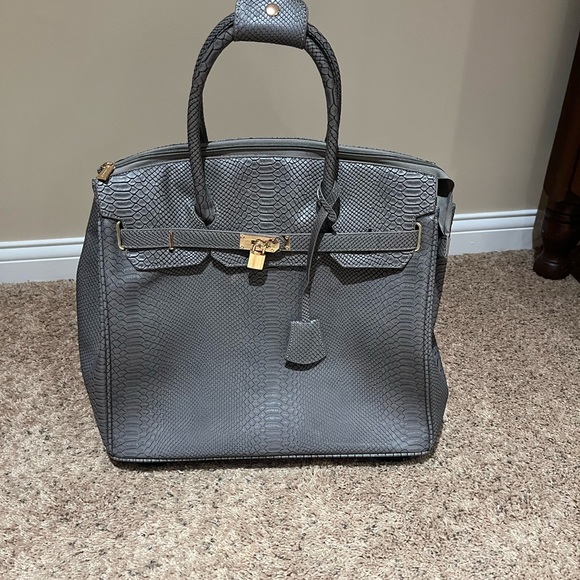 KC JAGGER Luxury Travel Gray Rolling Croc-Embossed Texture PU Leather Bag Carry - Picture 5 of 14